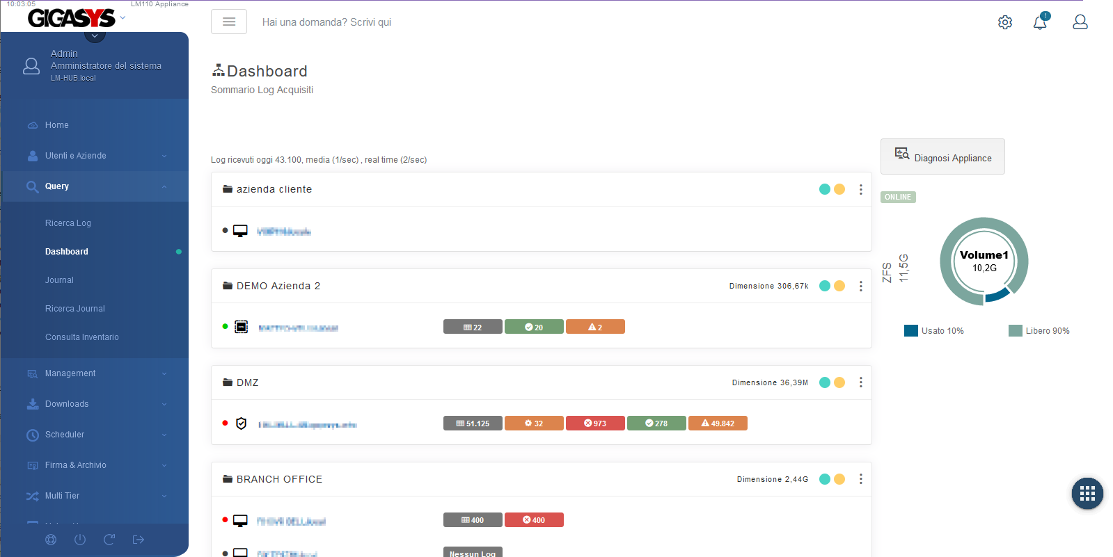 Log management Dashboard
